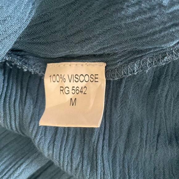 Boutique Women Maxi Viscose Dress M Teal Boho Chic Gauzy Beach Resort Cruisewear - Picture 12 of 13